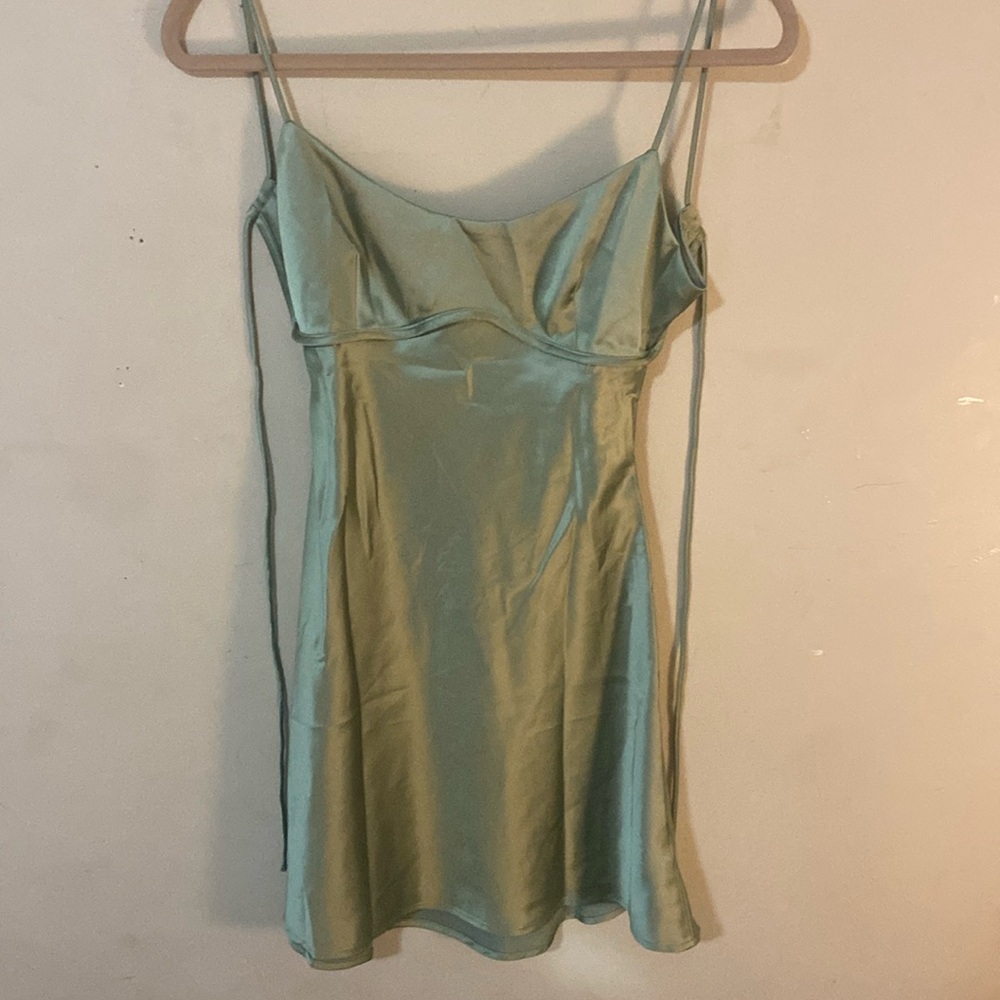 Satin sage mini dress